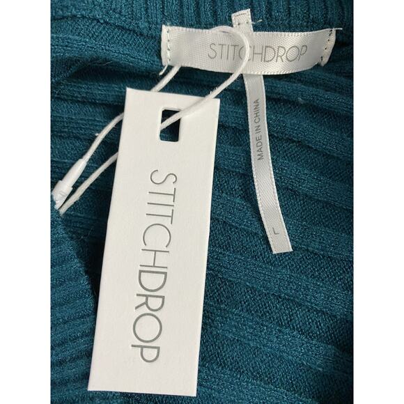 Stitchdrop green sweater v-neck size Large viscose oversized A003548 - Picture 5 of 5